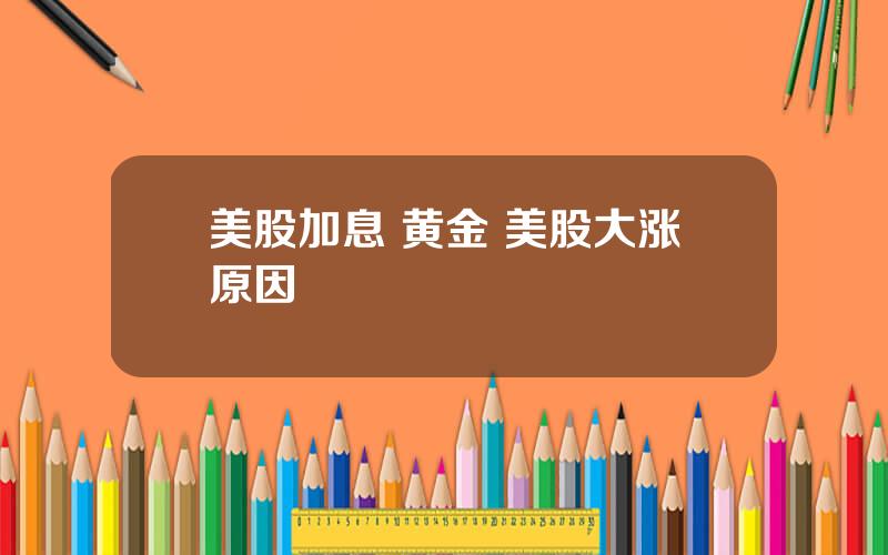 美股加息 黄金 美股大涨原因
